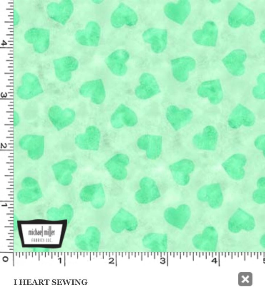 Mint Green Hearts from I Heart Sewing by Michael Miller Fabrics