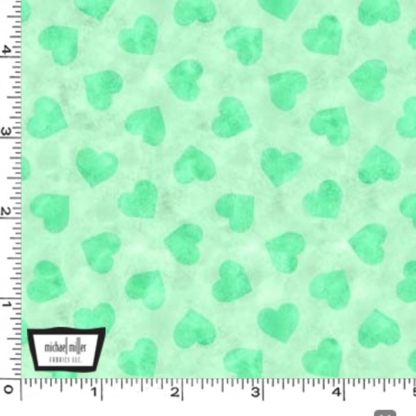 Mint Green Hearts from I Heart Sewing by Michael Miller Fabrics