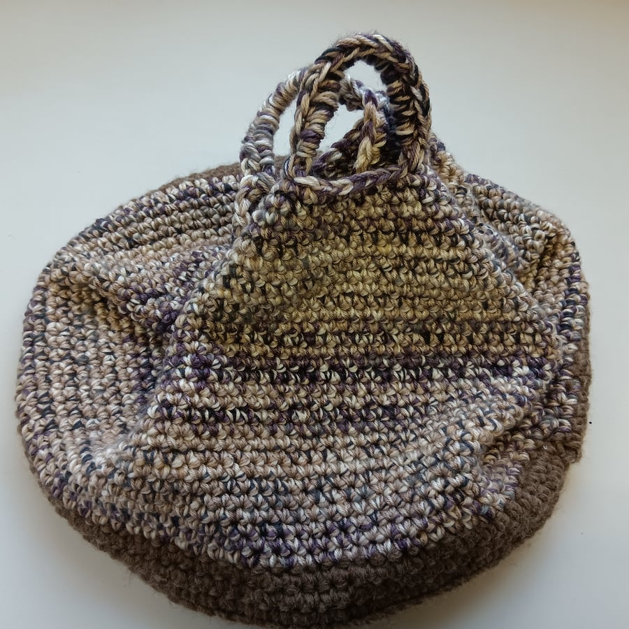 Crochet Basket Bag (Brown Earth) - holds so much!