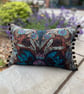 Vintage Sanderson Iliad linen cushion cover with pompoms