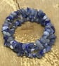 Blue Aventurine Adjustable Gemstone Memory Wire Wrap Bracelet (Made To Order)