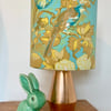 MANDARIN Bird Yellow and blue 60s 70s Jonelle vintage fabric Lampshade option 