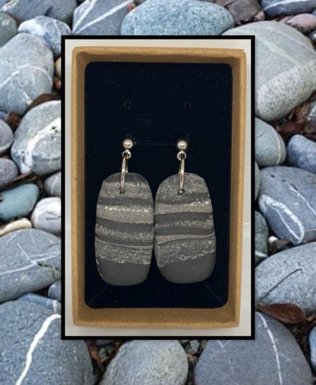 Beach stone lightweight clay earrings