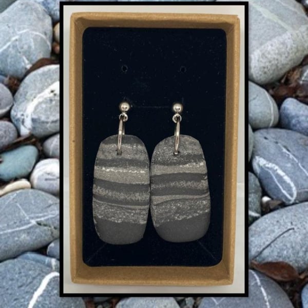 Beach stone lightweight clay earrings