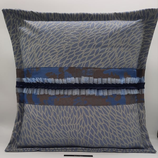 Blue jacquard 18" envelope cushion. 