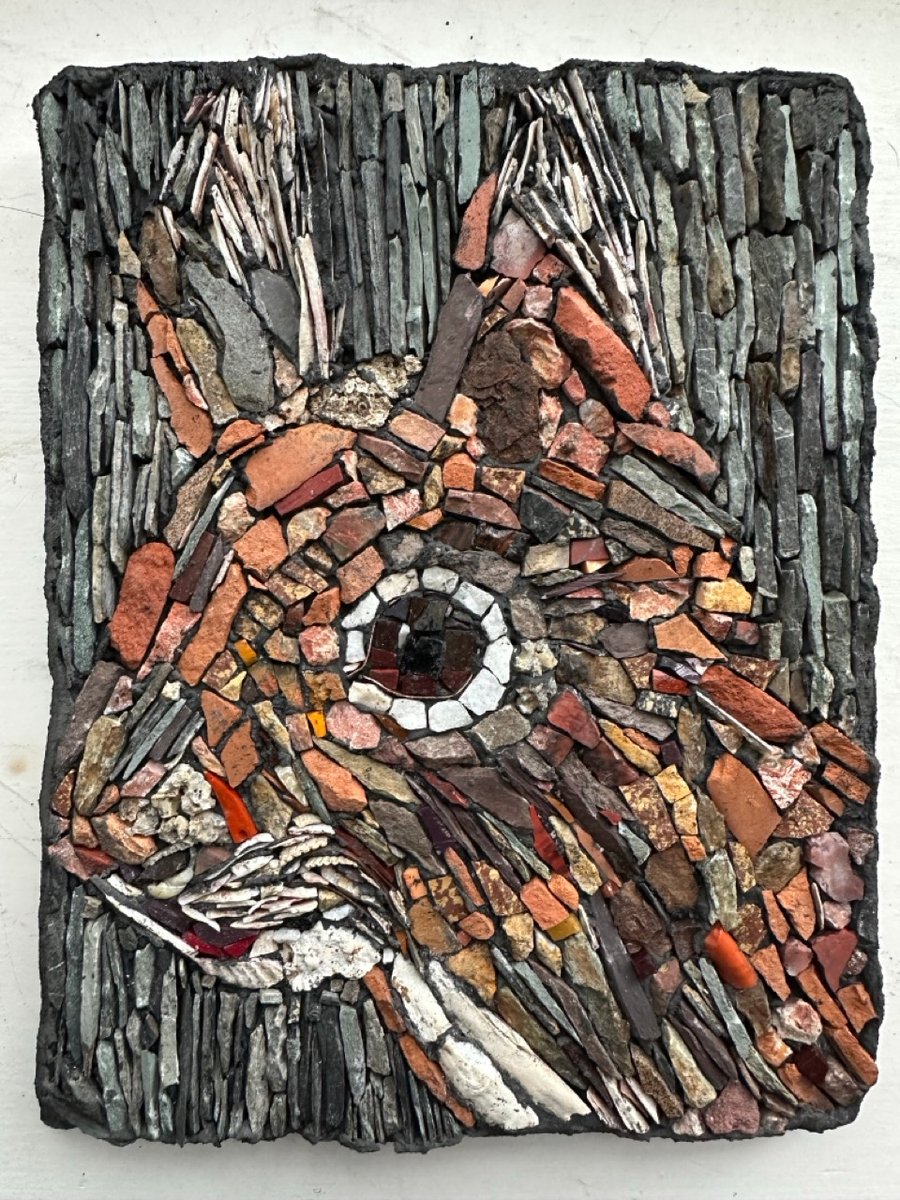 A unique, one of a kind, red squirrel mosaic