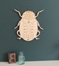 Large Wood Wooden Folk Art Beetle Wall Hanging  - Image 1