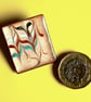 brooch - rectangular - scrolled rod on clear enamel - Image 6