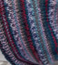 Handknit Beanie Hat 100% MERINO Stripey jacquard in purples, pastels & red Med - Image 5