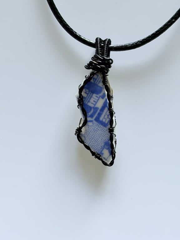 Sea pottery necklace pendant - Beachy Unique gift - Sea pottery Gift