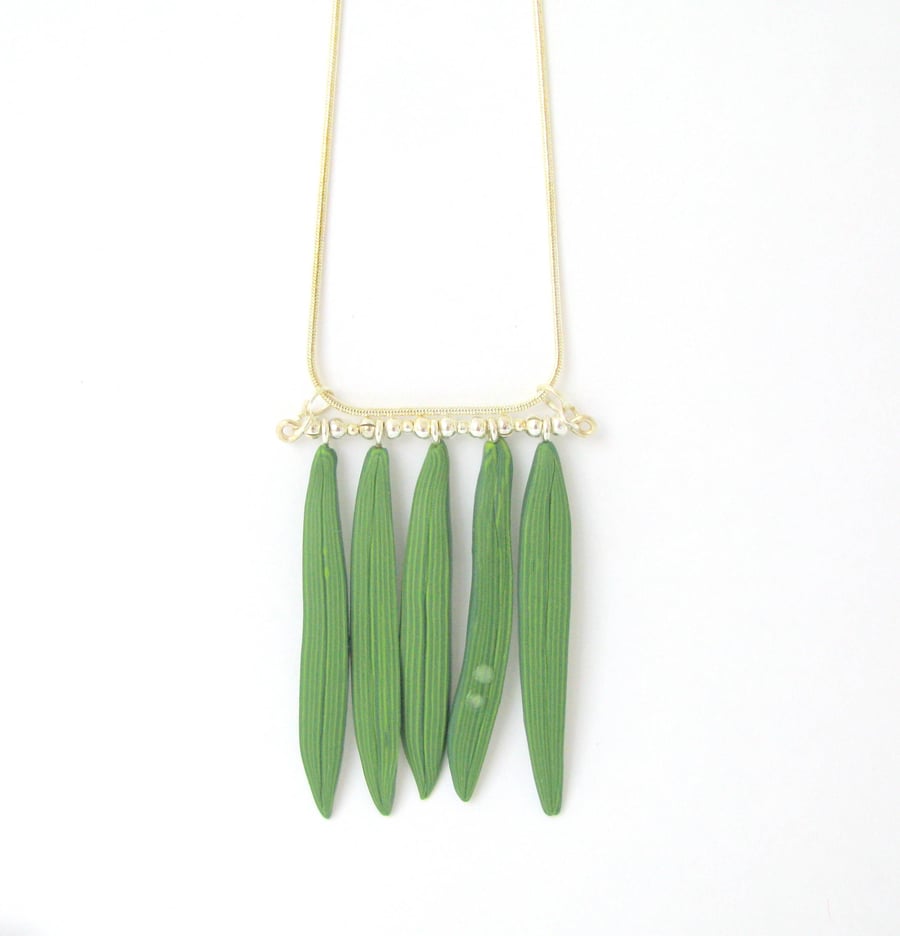Spring green grass necklace