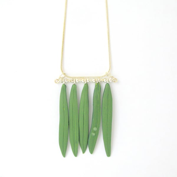 Spring green grass necklace