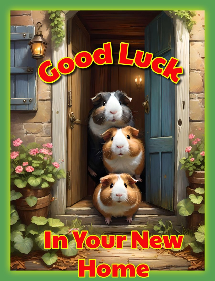 Guinea Pigs Good Luck In Your New Home Greeting Card A5