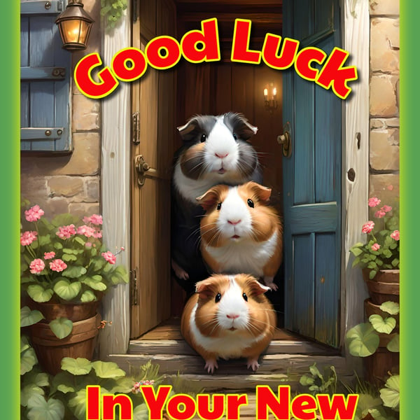 Guinea Pigs Good Luck In Your New Home Greeting Card A5