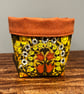 Vintage Daisy Chain cotton reversible storage basket plant pot craft storage