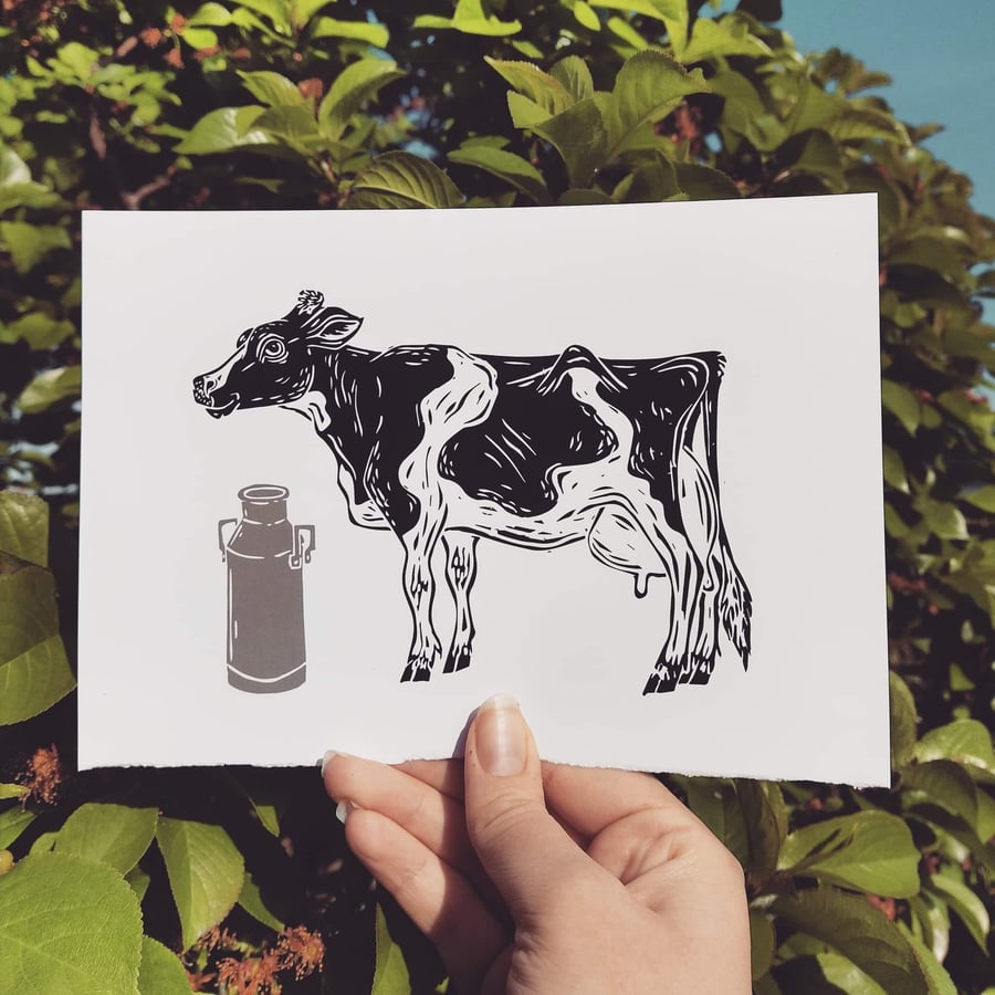 A5 Friesian Cow Print - Farm - Animal - Milk Churn - Dairy Cow - Holstein Cow 