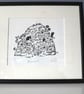 Burrows - hand printed lino cut of rabbits - Image 3