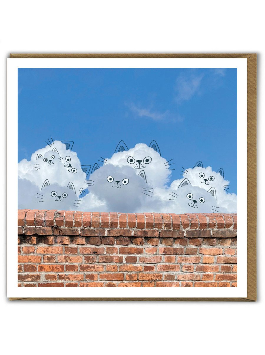 Cute Birthday Card, Animals In Clouds - Cats (CLOUD001)