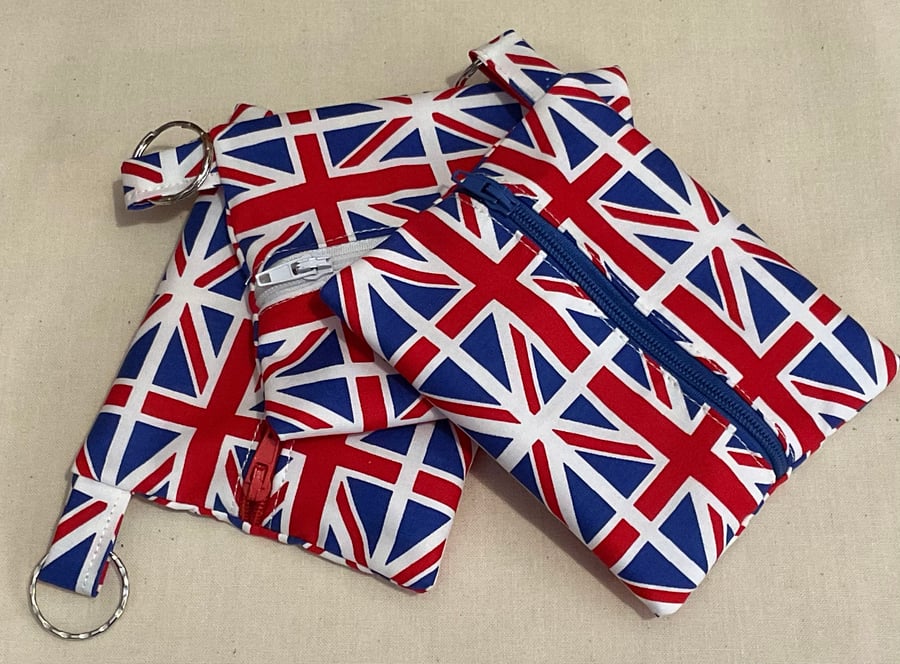 British flag zippered key coin purse