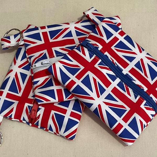 British flag zippered key coin purse