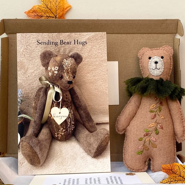 Teddy bear hugs, felt teddy bear letterbox gift, post box gifts