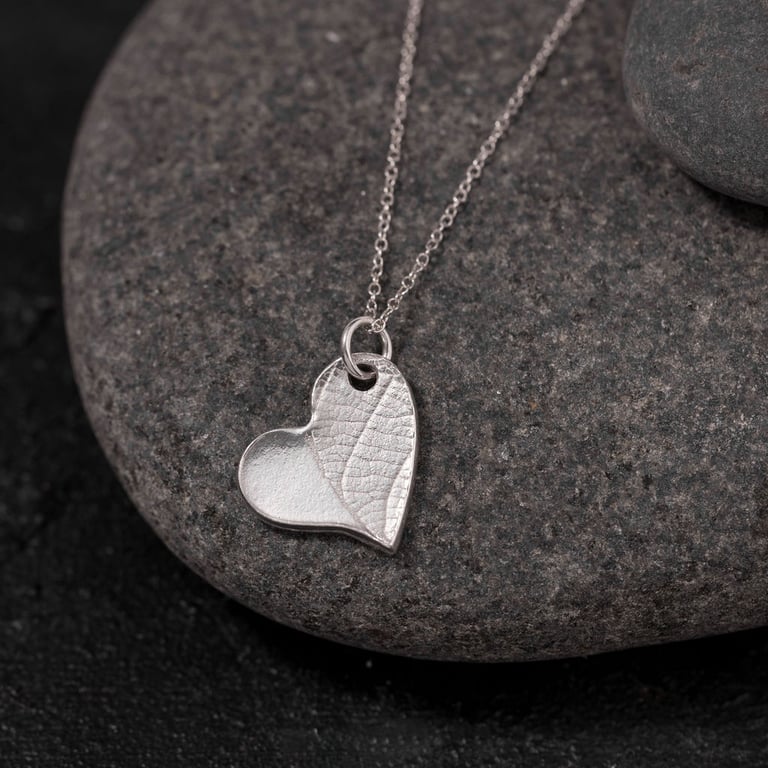 Fine Silver Textured Heart Pendant