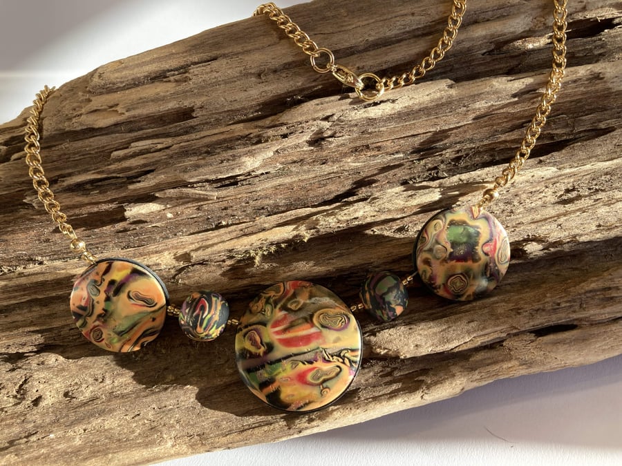 Earthy Tones Mokume Gane Necklace