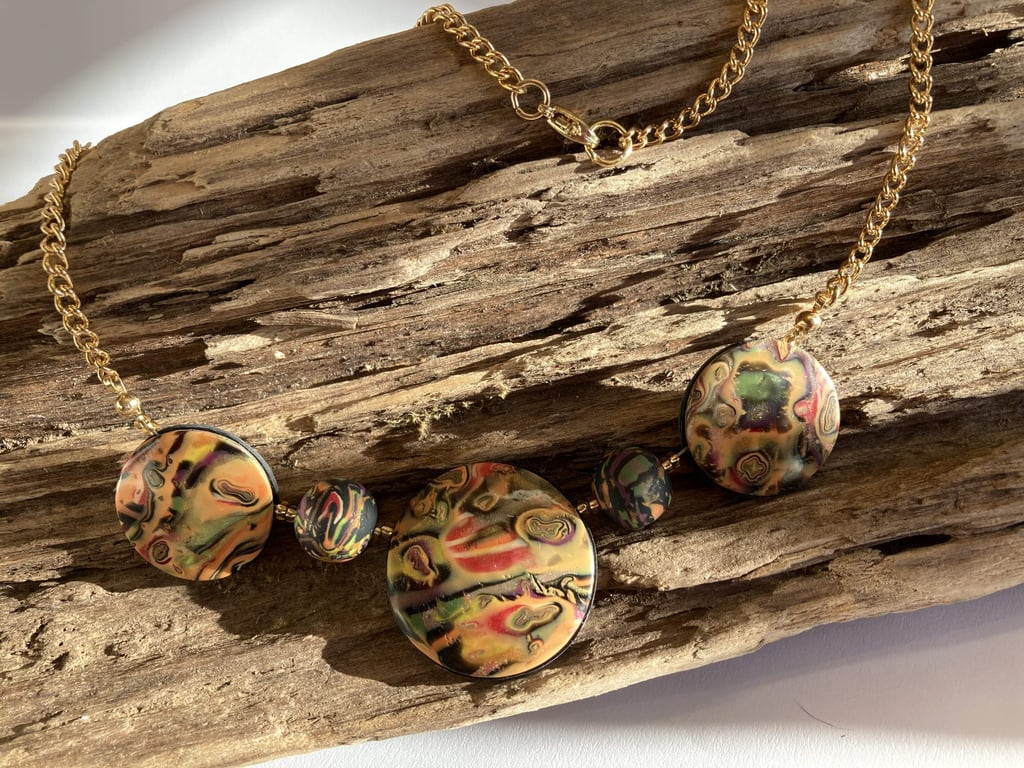 Earthy Tones Mokume Gane Necklace