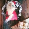 SALE Santa Wreath, Primitive Folk Art Santa wreath decor