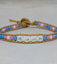Trans ally bead and gold leather bracelet, LGBTQ - Image 1