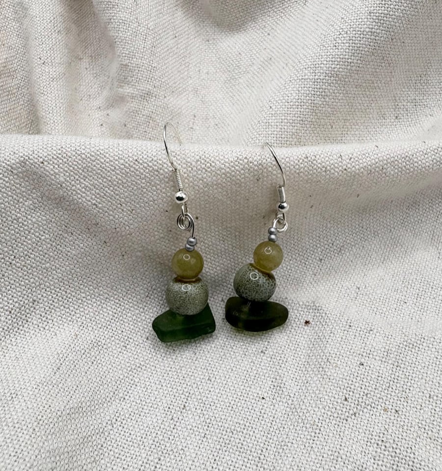 Sea glass drop earrings 