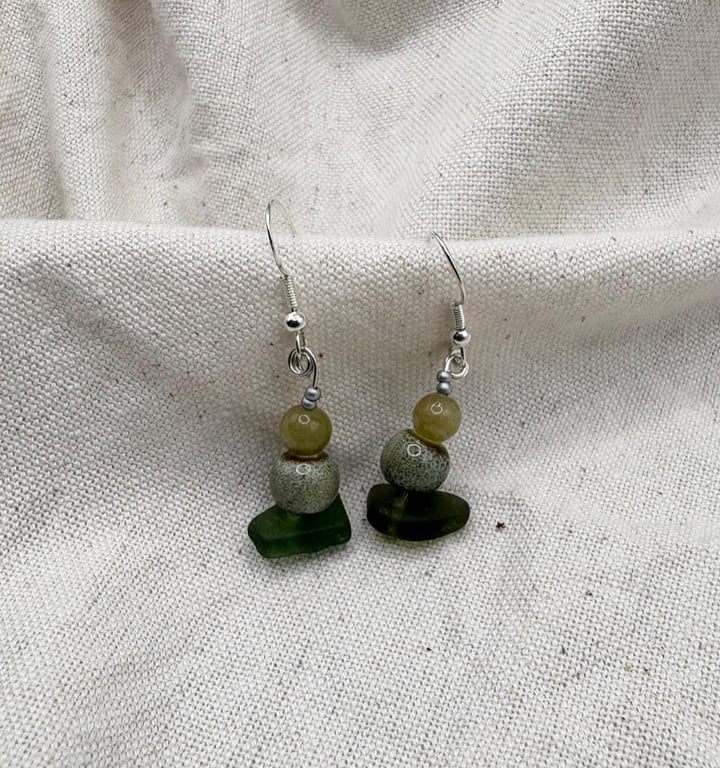 Sea glass drop earrings 