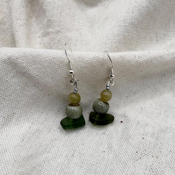 Sea glass drop earrings 