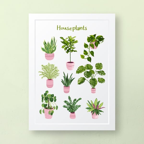 Houseplants Art Print - Plant Lover Gift