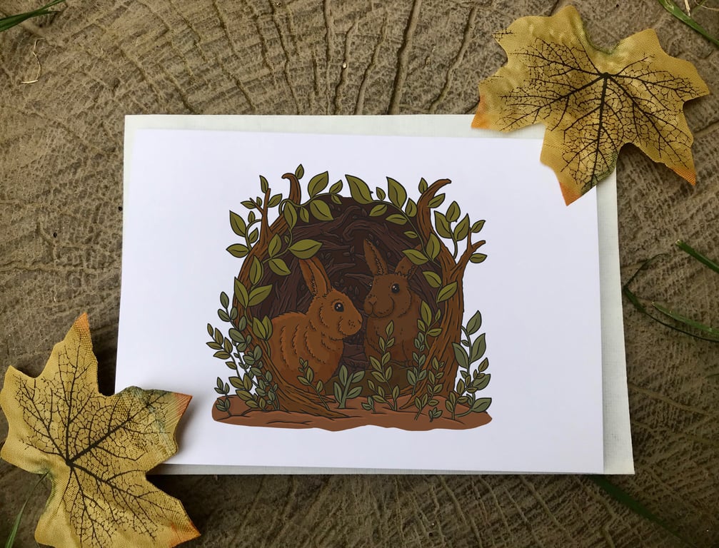 Rabbits Blank Greeting Card