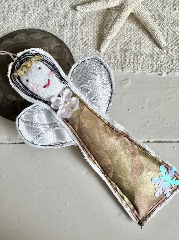 Bronze and Silver Christmas Angel Handmade Fairy Decoration