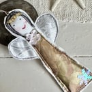 Bronze and Silver Christmas Angel Handmade Fairy Decoration