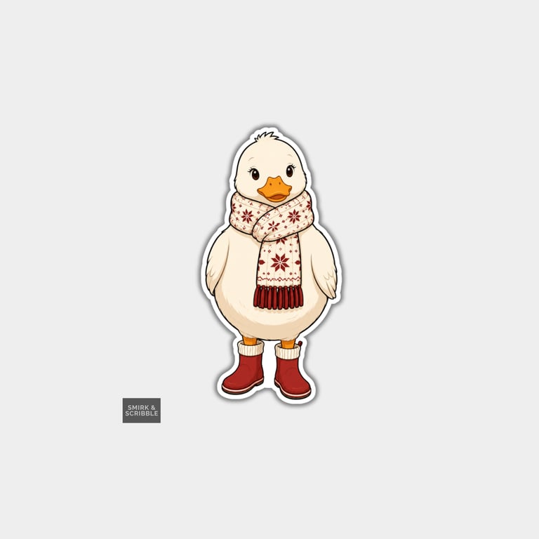 Funny Christmas Sticker Vinyl Xmas Decal For Adults - Cute Goose In Wellies