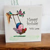 Watercolour Birthday Card for a Child – Fairy on a Swing