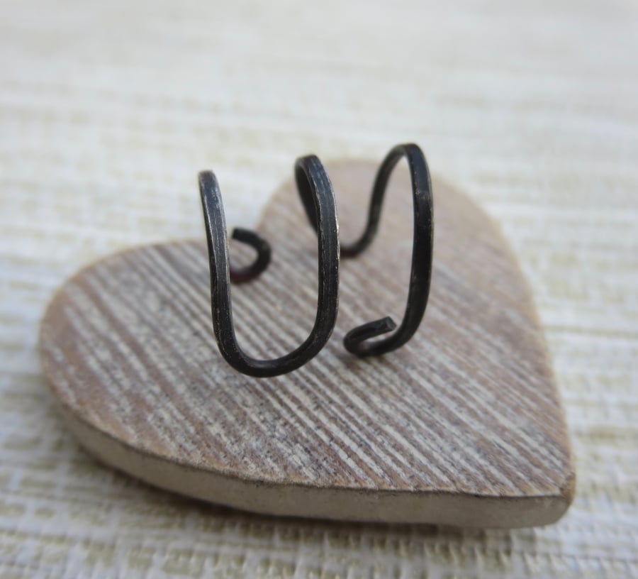 Oxidised Sterling Silver Ear Cuff Lightly Distressed No piercing