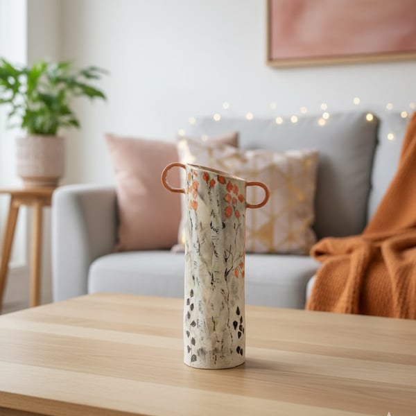 Silver Trees Vase -handmade ceramic