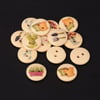 Gardening Themed Buttons x 10  Pretty 15mm round wooden buttons SALE