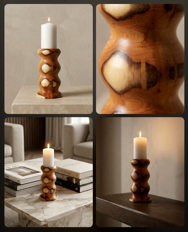 Yew wood candle holder 