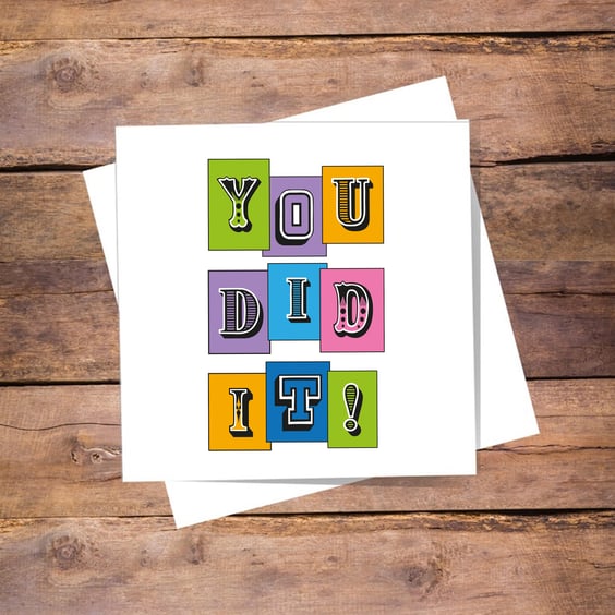 You did it! - well done card, free postage, blank inside