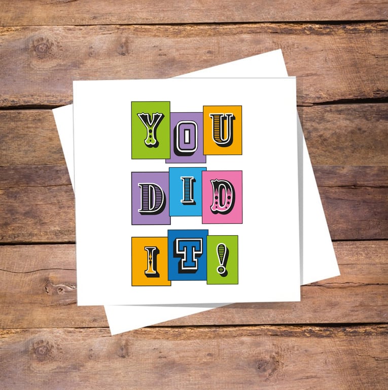 You did it! - well done card, free postage, blank inside