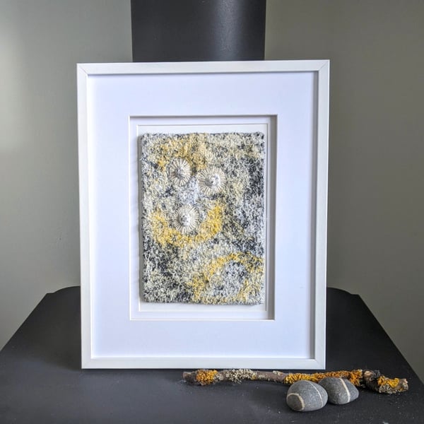 Coastal inspired Textile Art in Yellow & White - UNFRAMED 