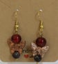 Handcrafted Copper Butterfly & Glass Bead Drop Earrings