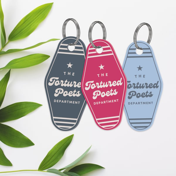 Retro Tortured Poets Motel-Style Keyring: TPD Retro Acrylic Keychain, Song