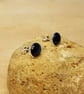 Round Blue Abalone stud earrings. 925 sterling silver 8mm round Post earrings - Image 4