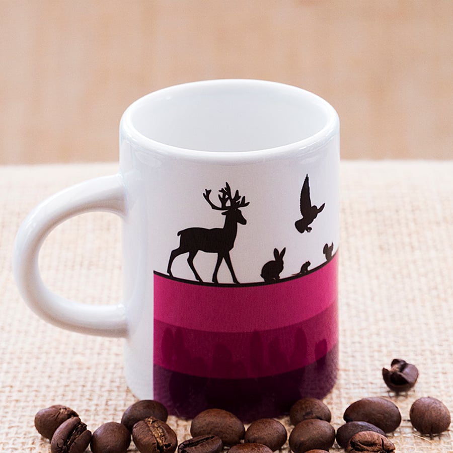 Woodland Animals Espresso Coffee Mug for Nature and Countryside Lovers